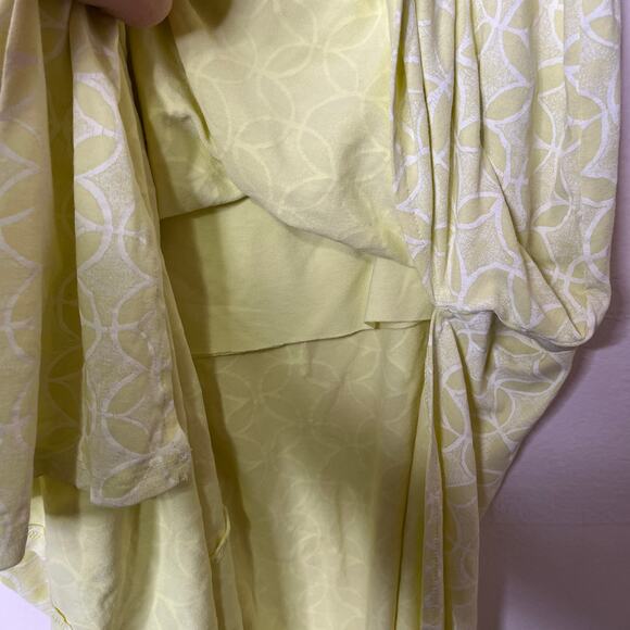 Fresh Produce Maxi Skirt XS Neon Light Yellow Printed High Slit Casual - Picture 5 of 5